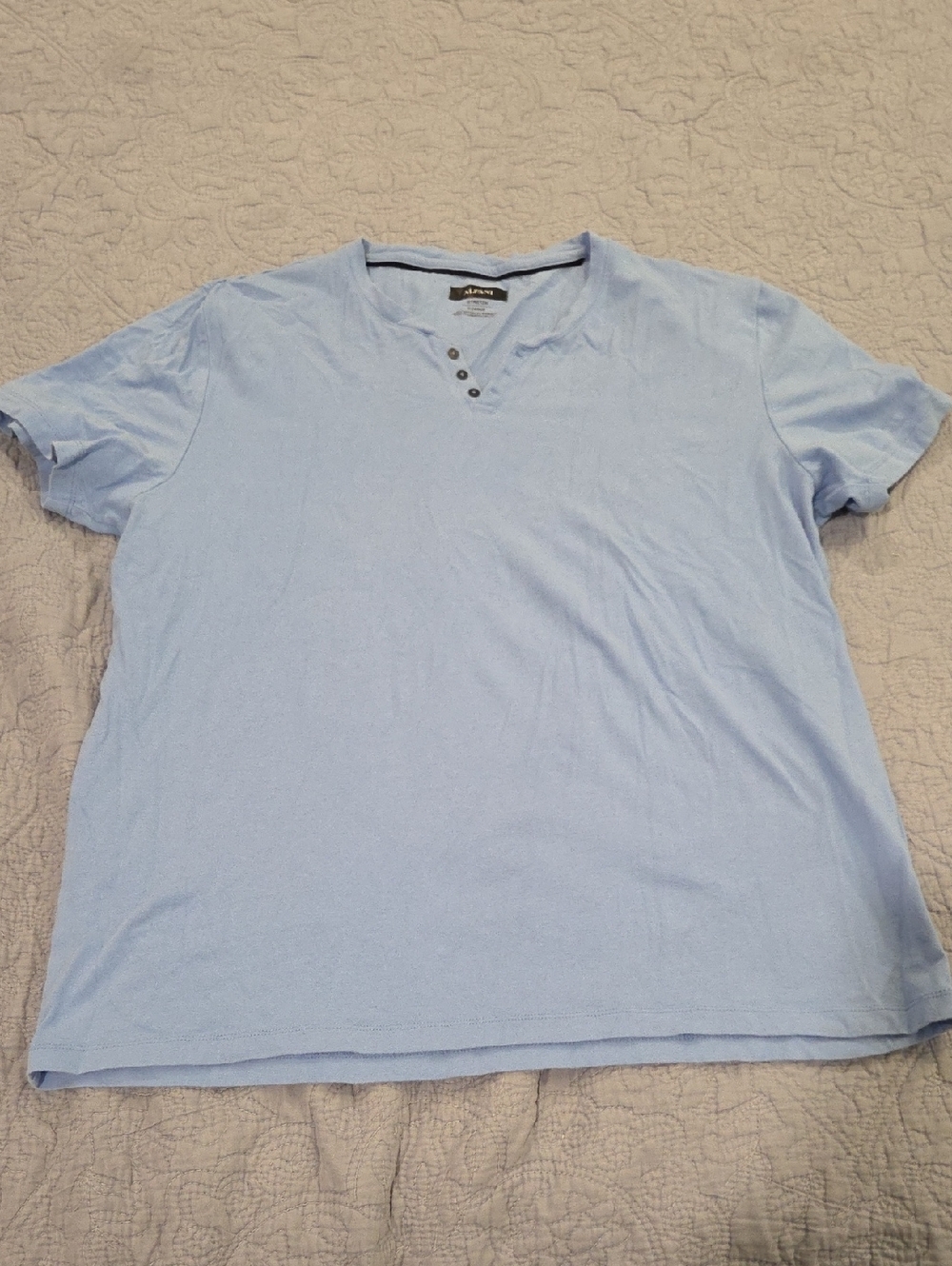 Alfani Light Blue Short Sleeve Henley Tee Size XL!
